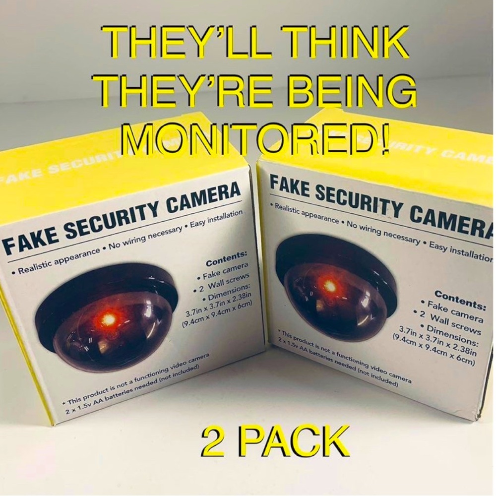 NEW 2 Dummy/Fake CCTV Security Dome Camera with Flashing Red LED Light!